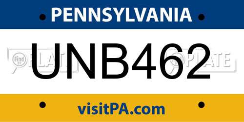 UNB462 Pennsylvania License Plate