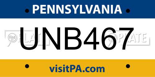 UNB467 Pennsylvania License Plate