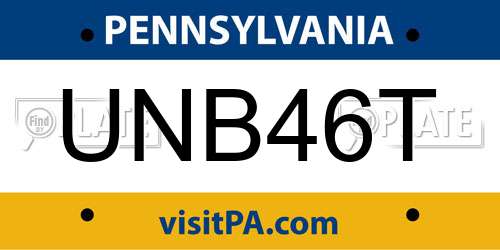 UNB46T Pennsylvania License Plate