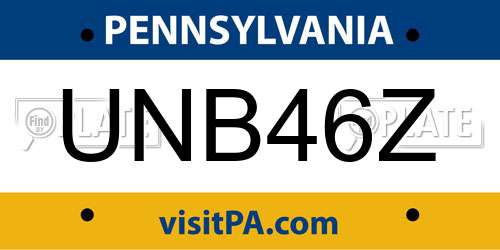 UNB46Z Pennsylvania License Plate