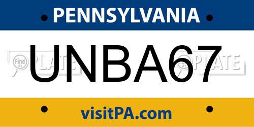 UNBA67 Pennsylvania License Plate