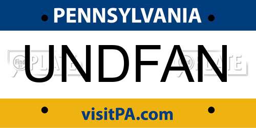 UNDFAN Pennsylvania License Plate