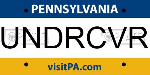 UNDRCVR Pennsylvania License Plate