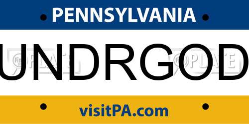 UNDRGOD Pennsylvania License Plate