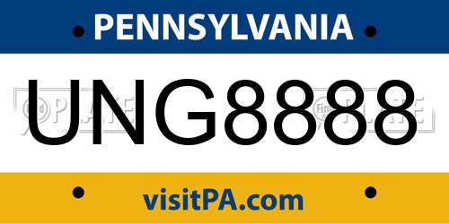 UNG8888 Pennsylvania License Plate