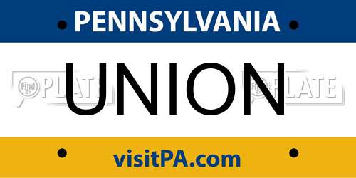 UNION Pennsylvania License Plate