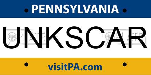 UNKSCAR Pennsylvania License Plate