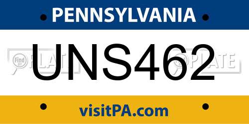 UNS462 Pennsylvania License Plate