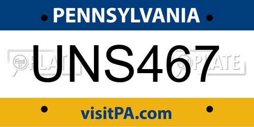 UNS467 Pennsylvania License Plate