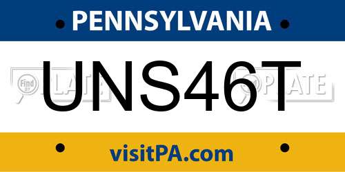 UNS46T Pennsylvania License Plate