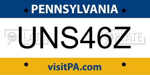 UNS46Z Pennsylvania License Plate