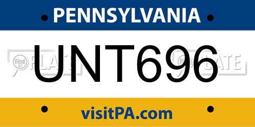 UNT696 Pennsylvania License Plate
