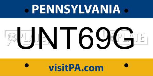 UNT69G Pennsylvania License Plate