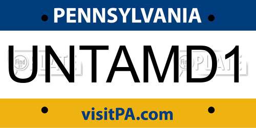 UNTAMD1 Pennsylvania License Plate