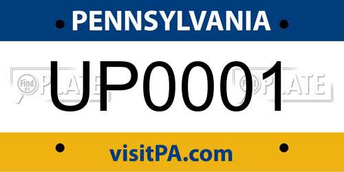 UP0001 Pennsylvania License Plate
