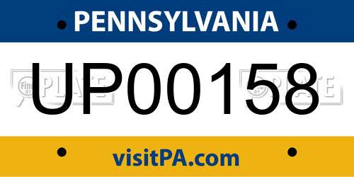 UP00158 Pennsylvania License Plate
