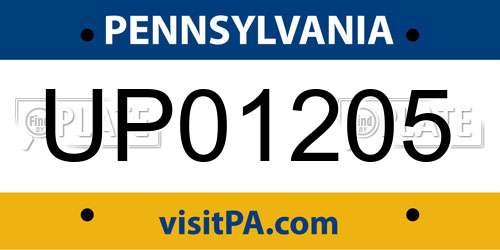 UP01205 Pennsylvania License Plate
