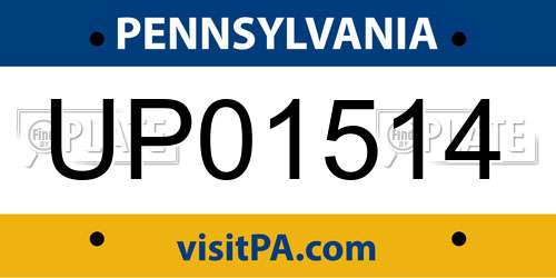 UP01514 Pennsylvania License Plate