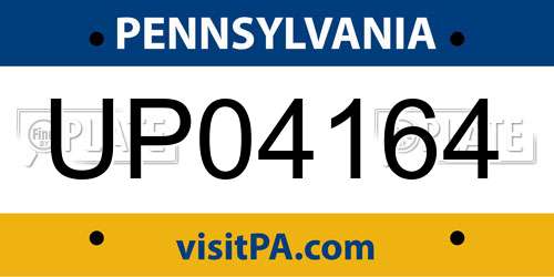 UP04164 Pennsylvania License Plate