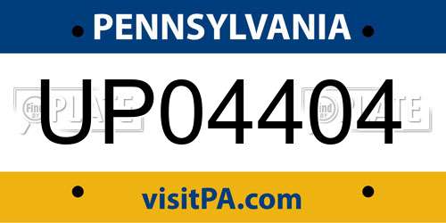 UP04404 Pennsylvania License Plate