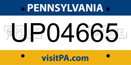 UP04665 Pennsylvania License Plate