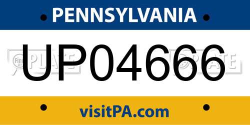 UP04666 Pennsylvania License Plate