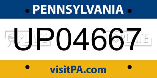 UP04667 Pennsylvania License Plate