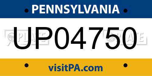 UP04750 Pennsylvania License Plate