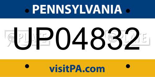 UP04832 Pennsylvania License Plate