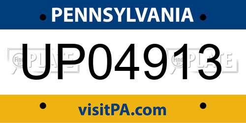 UP04913 Pennsylvania License Plate