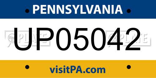 UP05042 Pennsylvania License Plate