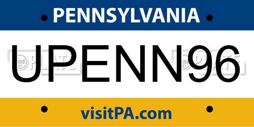 UPENN96 Pennsylvania License Plate