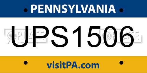 UPS1506 Pennsylvania License Plate