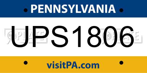 UPS1806 Pennsylvania License Plate
