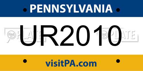 UR2010 Pennsylvania License Plate