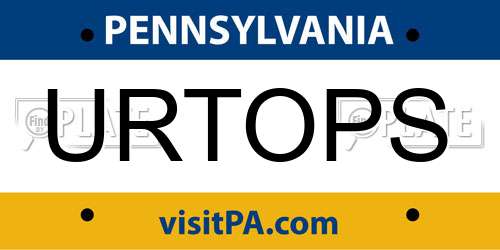 URTOPS Pennsylvania License Plate