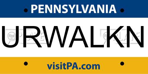 URWALKN Pennsylvania License Plate