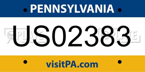US02383 Pennsylvania License Plate