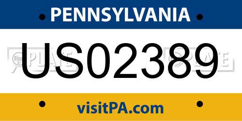 US02389 Pennsylvania License Plate