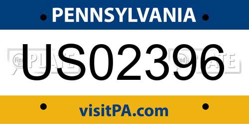 US02396 Pennsylvania License Plate