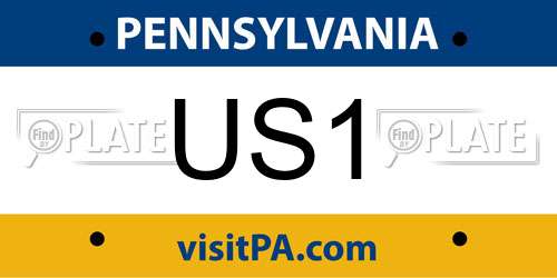 US1 Pennsylvania License Plate