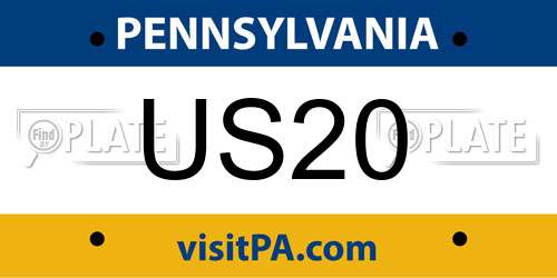 US20 Pennsylvania License Plate