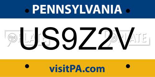 US9Z2V Pennsylvania License Plate