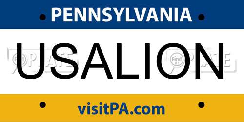 USALION Pennsylvania License Plate