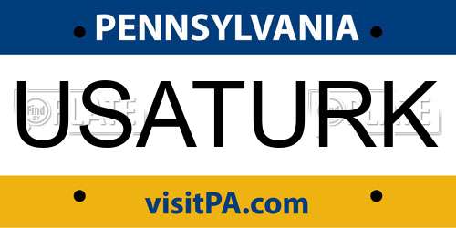 USATURK Pennsylvania License Plate