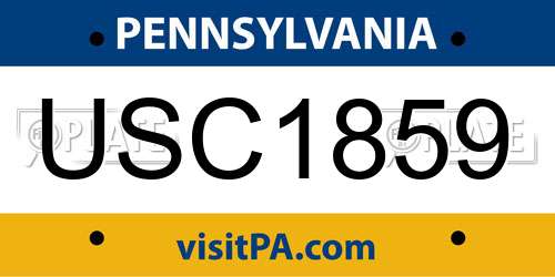 USC1859 Pennsylvania License Plate