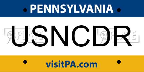 USNCDR Pennsylvania License Plate