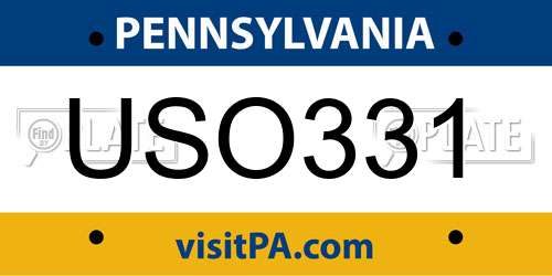 USO331 Pennsylvania License Plate