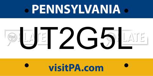 UT2G5L Pennsylvania License Plate