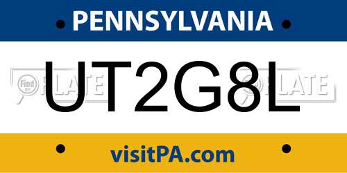 UT2G8L Pennsylvania License Plate
